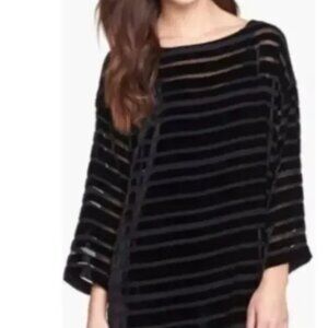 Eileen Fisher Black Velvet Striped Top LARGE